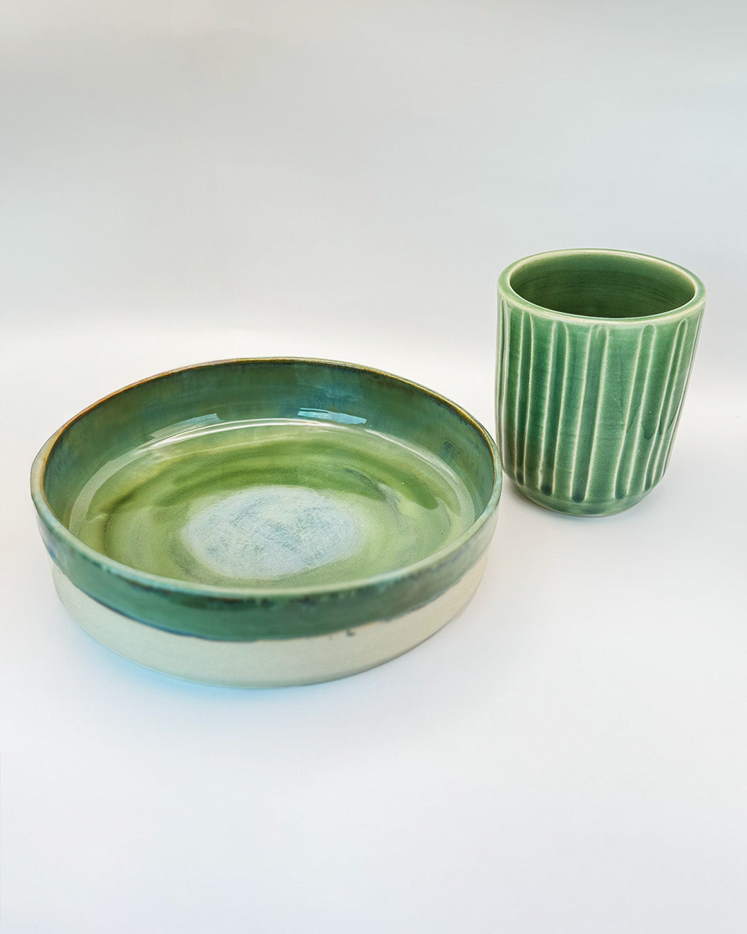 Meadow Green Dish & Tumbler